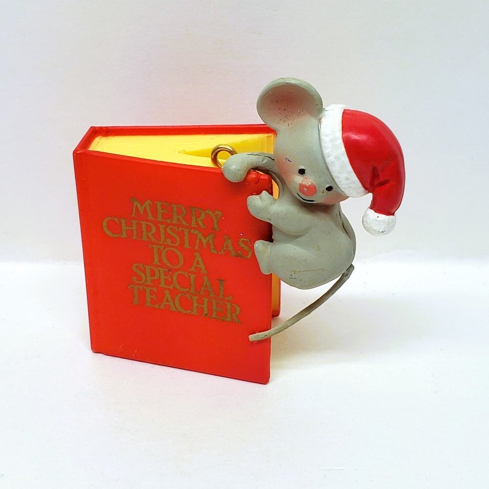 1983 Enesco Mouse Ornament Merry Christmas to a Special Teacher Christmas Book